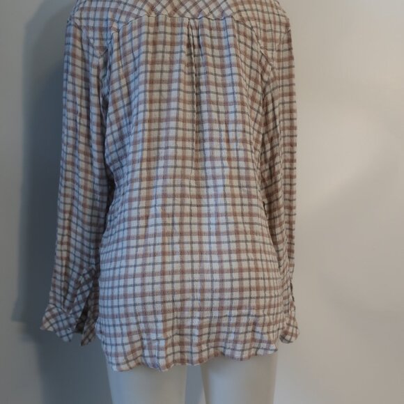 Womens Rails Taupe, Gray, White Plaid Button Down Shirt L - Picture 4 of 6